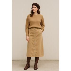 Vintage Old Navy Tan/Camel Button-Front Corduroy Skirt Size 10